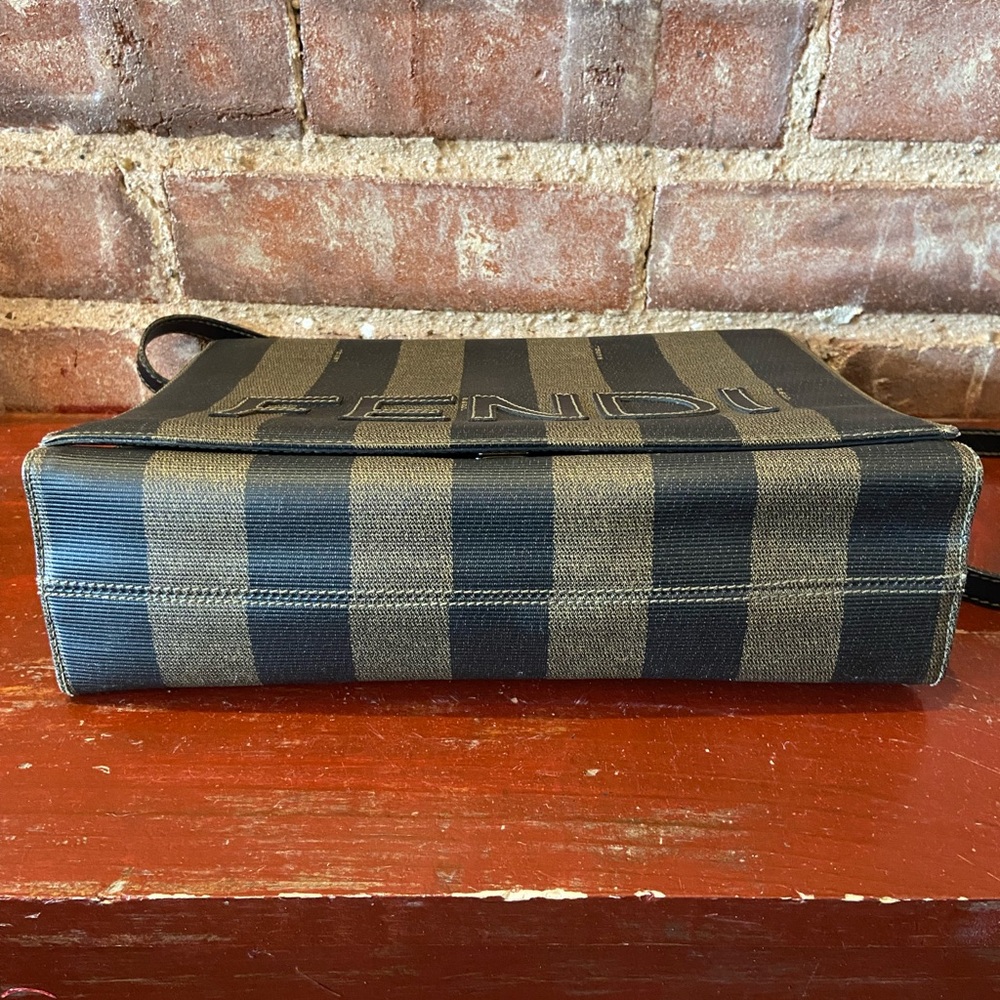 RARE Vintage 80s FENDI Pequin Stripe Crossbody Bag-Leather Letter Logo-SAS Roma - Picture 14 of 14